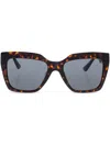 Versace Tortoiseshell-effect Geometric-frame Sunglasses In Brown