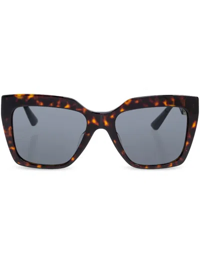 Versace Tortoiseshell-effect Geometric-frame Sunglasses In Brown