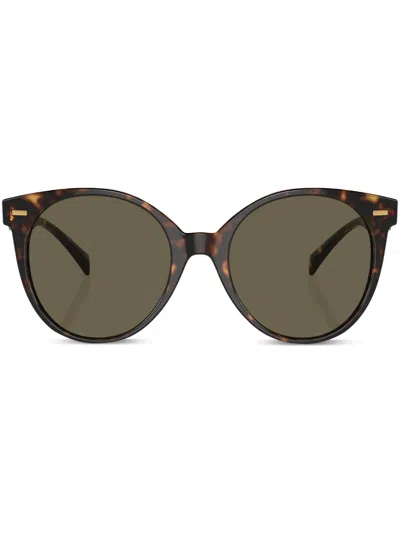 Versace Runde Sonnenbrille In Schildpattoptik In Brown