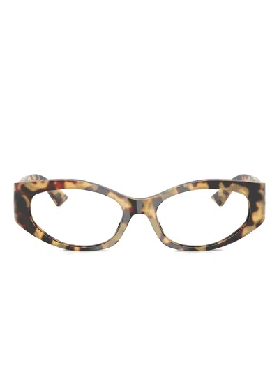 Versace Tortoiseshell Rectangle-frame Glasses In Brown