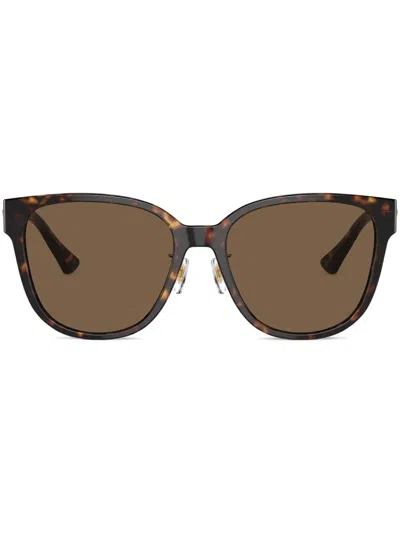 Versace Tortoise-shell Square Frame Sunglasses In Metallic