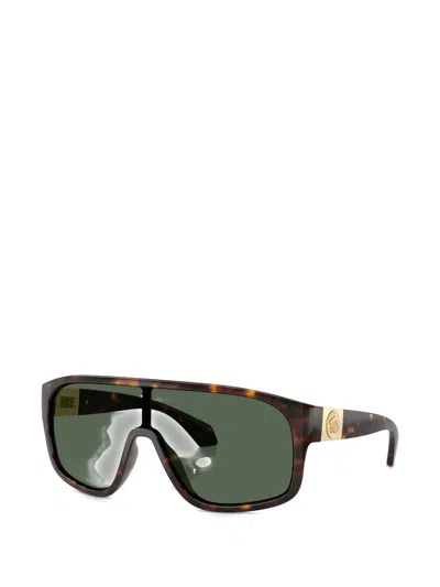 Versace Tortoiseshell-effect Geometric-frame Sunglasses In Brown