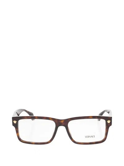 Versace Tortoiseshell-effect Rectangle-frame Glasses In Brown