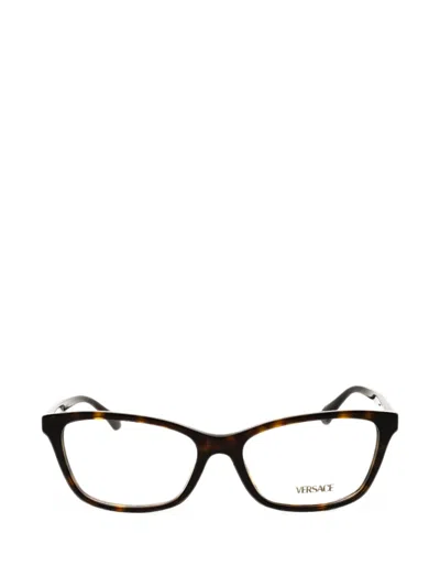 VERSACE TORTOISESHELL-PATTERN RECTANGLE-FRAME GLASSES