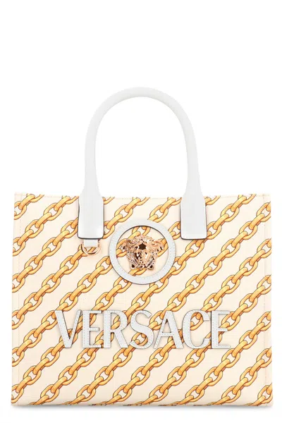 Versace Tote Bag In Cream