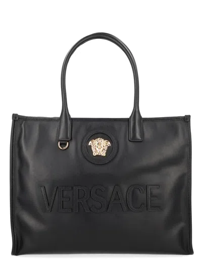 Versace Tote Bag With Logo In Black