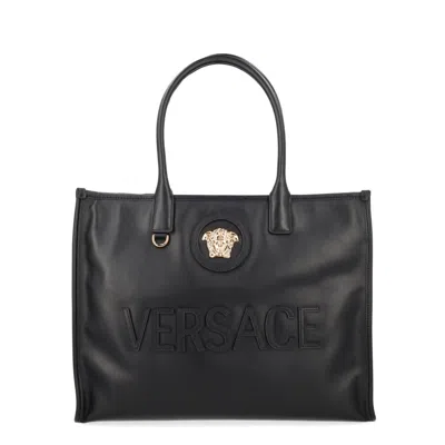 Versace Tote Bag With Logo In Black