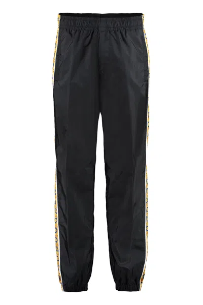 Versace Graphic-stripe Taffeta Track Pants In Black