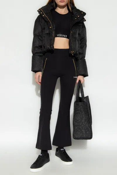 Versace Jersey Kick-flare Leggings In Black
