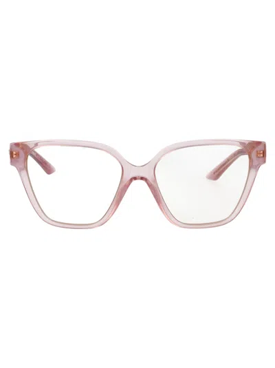 Versace Transparent Pink Acetate Glasses In Orange