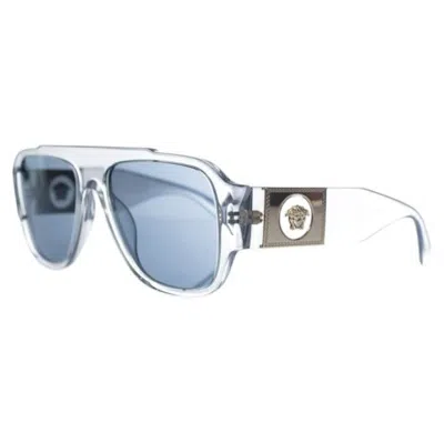Pre-owned Versace , Transparent Shield Medusa Sunglasses In Gray