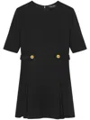 Versace Stretch Cady Short Sleeve Dress In Black  