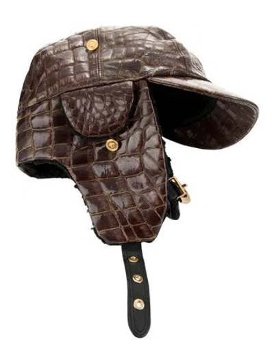 Pre-owned Versace Trapper Hat In Brown