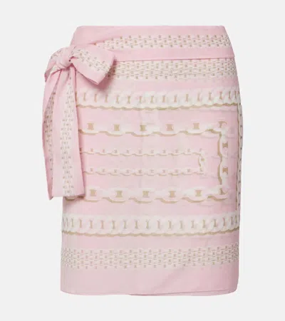 Versace Treasure Cotton And Silk Beach Cover-up In Pastel Pink+milk