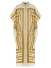 Versace Multicolordress With Classic Collar And All-over Chain Print In Multicolor