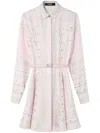 Versace Barocco Chain Pattern Mini Shirt Dress In Pink
