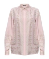 Versace Silk Twill Shirt With Scarf Print In Pink
