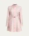 Versace Barocco Chain Pattern Mini Shirt Dress In Pastel Pink