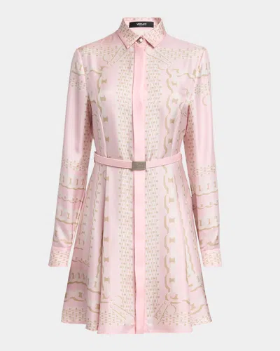 VERSACE TREASURE FOULARD SILK TWILL DRESS