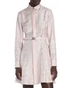 Versace Barocco Chain Pattern Mini Shirt Dress In Pastel Pink/milk