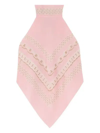 Versace Foulard Print Voile Halter Top In Rose+imprimer