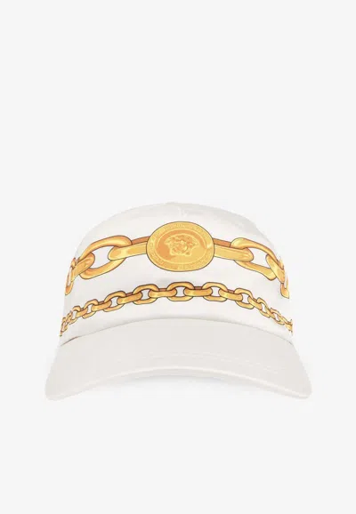 Versace Treasure Print Baseball Cap In White