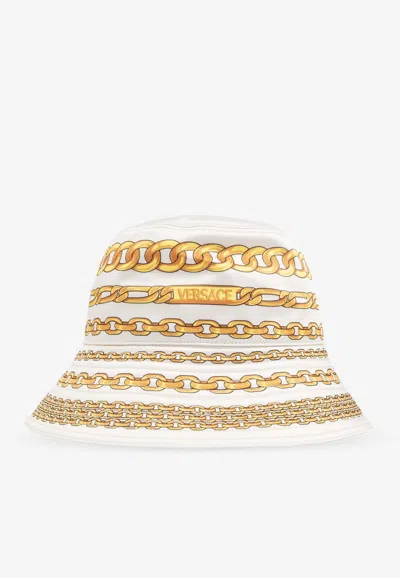 Versace Treasure Print Bucket Hat In White