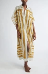Versace Multicolordress With Classic Collar And All-over Chain Print In Cotton And Silk Blend Woman In Bone Gold