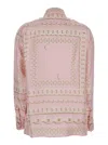 Versace Silk Twill Shirt With Scarf Print In Pink