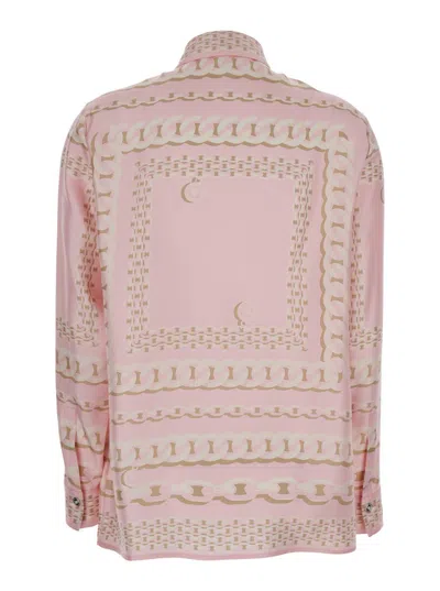 VERSACE PINK SHIRT WITH BAROCCO PRINT IN SILK WOMAN