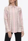 Versace Silk Twill Shirt With Scarf Print In Pink