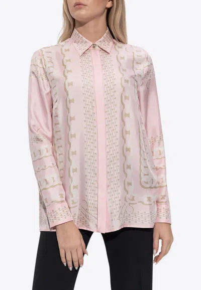 VERSACE TREASURE PRINT SILK BUTTON-UP SHIRT