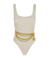 Versace Treasure-printed One Piece Swimsuit In Nude
