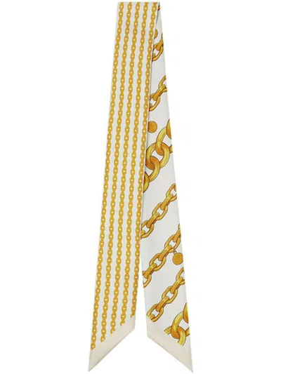 Versace Chain Link-print Scarf In Beige
