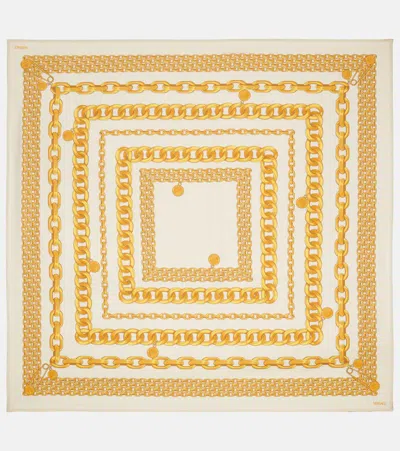 Versace Treasure Large Silk Foulard Accessories In Beige