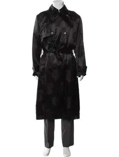 Pre-owned Versace Trench Coat In Black