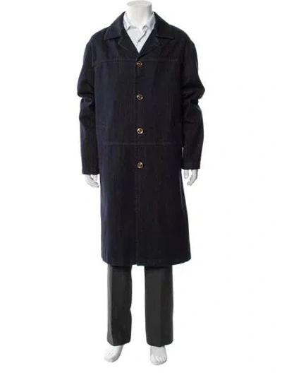 Pre-owned Versace Trench Coat W/ Tags In Blue