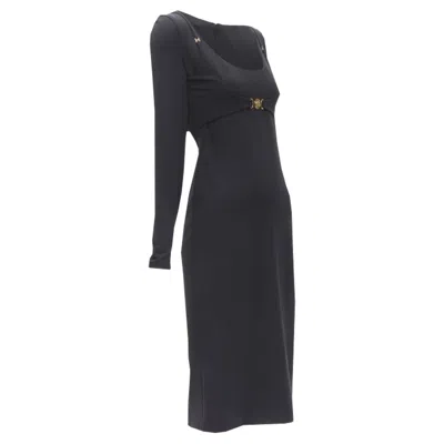 Versace Tresor De La Mer Medusa Harness Sheath Dress In Black