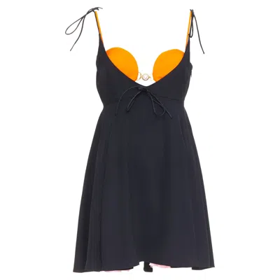Versace Tresor De La Mer Runway Layered Bra Dress In Blue