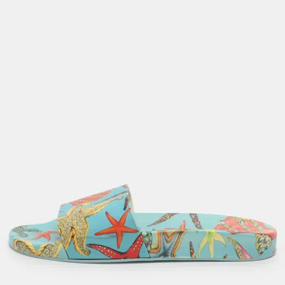 Pre-owned Versace Trésor De La Mer Size 39 Multicolor Rubber Slide Sandals