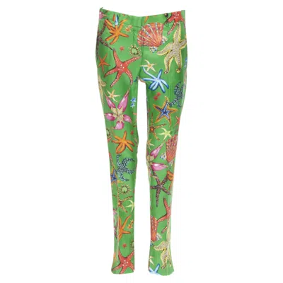 Versace Tresor De La Mer Starfish Print Pants In Green