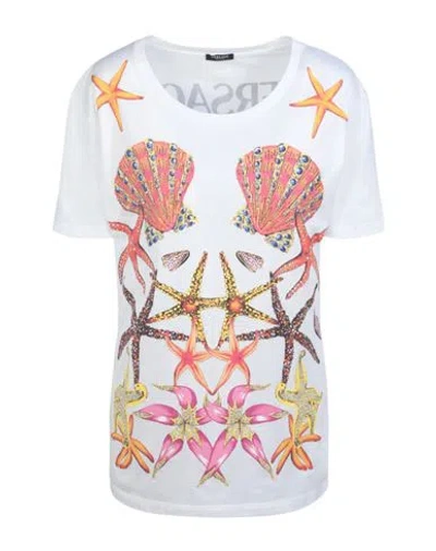 Versace Tresor De La Mer T-shirt Woman T-shirt White Size 4 Cotton