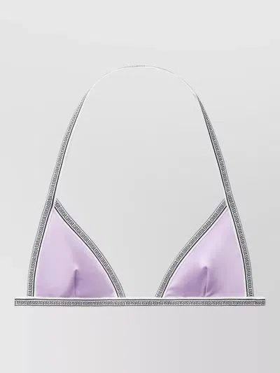 Versace Triangle Bikini Top Greca Motif Halterneck In Purple