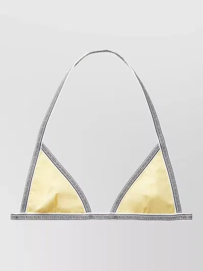 Versace Triangle Halter Swimsuit Contrast Trim Nylon Silk In Multi