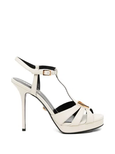 Versace Triangle Strap Sandals In Neutral