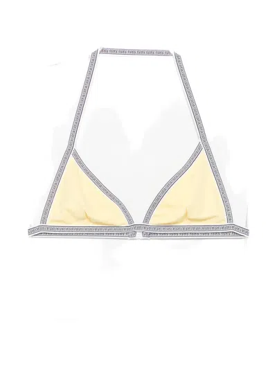 Versace Triangle Halter Swimsuit Contrast Trim Nylon Silk In Multi