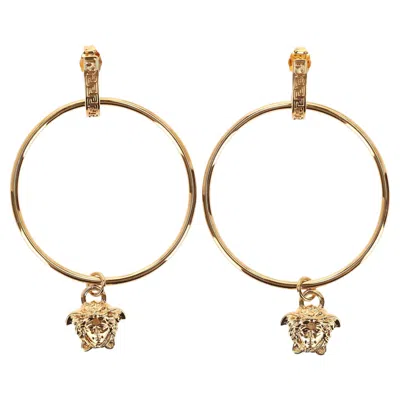 Pre-owned Versace Tribute Medusa Charm Hoop Earrings In Multi