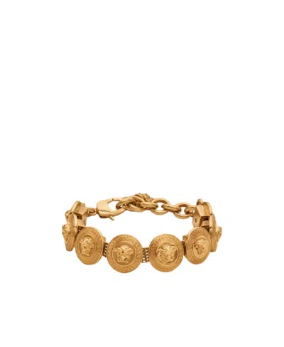 Versace Tribute Medusa Clasp Fastened Chained Bracelet In Yellow
