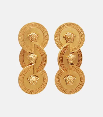 Versace Medusa Pendant Drop Earrings In Gold