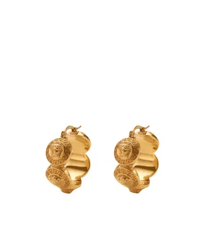 Versace Tribute Medusa Hinge-pin Fastened Hoop Earrings In Yellow